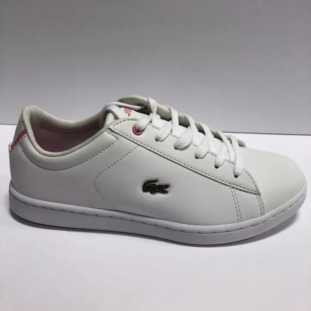Lacoste Men’s Carnaby, White Leather Lace-Up Sneakers, Size 6.5M